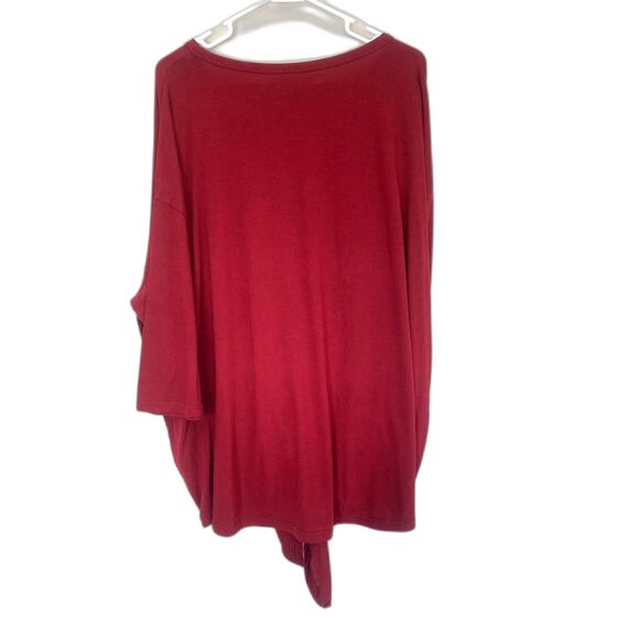 NWT Lucky & Blessed Red Tie Waist Button Front Basic Tee Slouchy Plus Size 3X - Picture 2 of 4